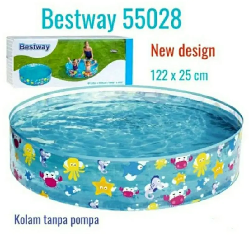 Kolam renang anak bestway 55028 ukuran 122x25cm tanpa di pompa. Lem Sand Toys bola air warna warni terbesar