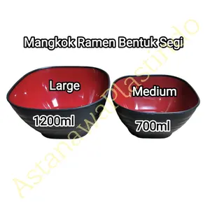 Satuan Mangkok ramen plastik segi medium besar mangkuk jepang foodgrade bukan melamin