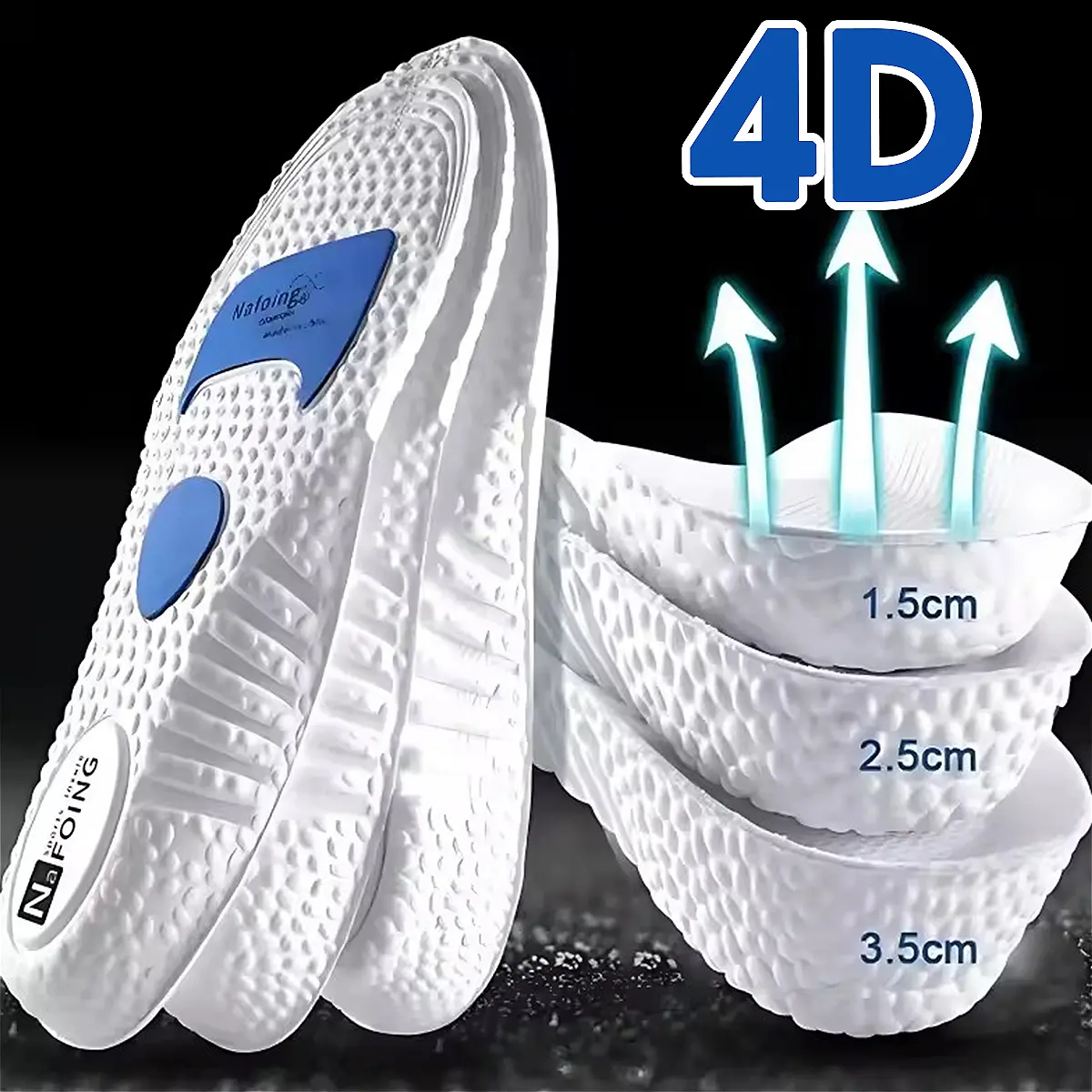 1.5CM/2.5CM/3.5CM Height Increase Insoles Invisible Shoes Sole Arch Support Cushion Elevated Foot Heel Liners for Men Women