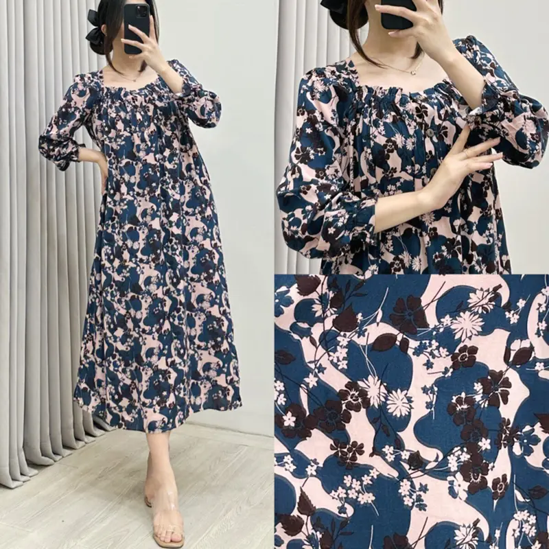 Dress wanita kekinian FURLA HOME DRESS midi katun rayon viscouse bumil busui friendly edisi lebaran Nyaman Motif 0