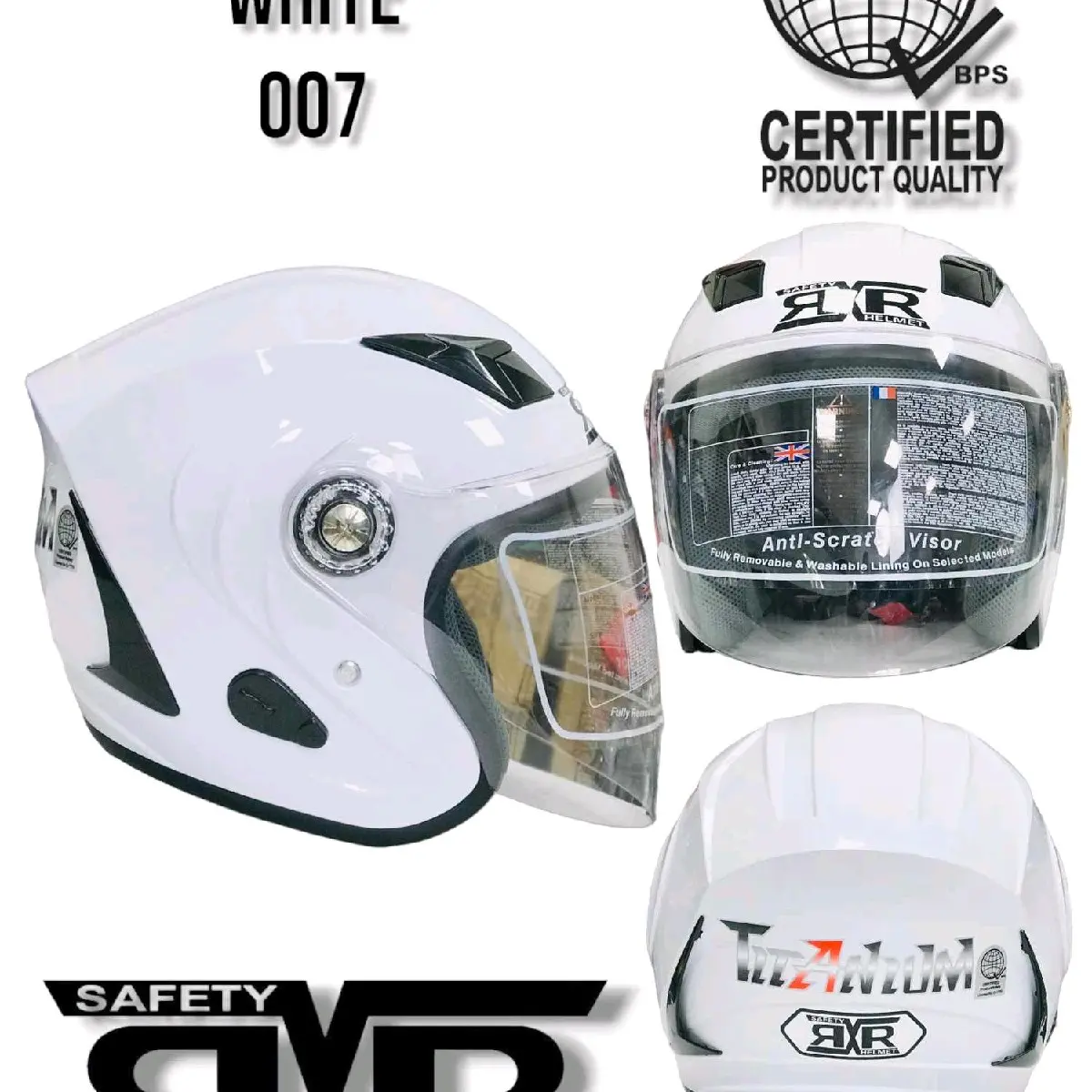with box with BPS Medium-Large Motorcycle RXR 007 Half face single visor