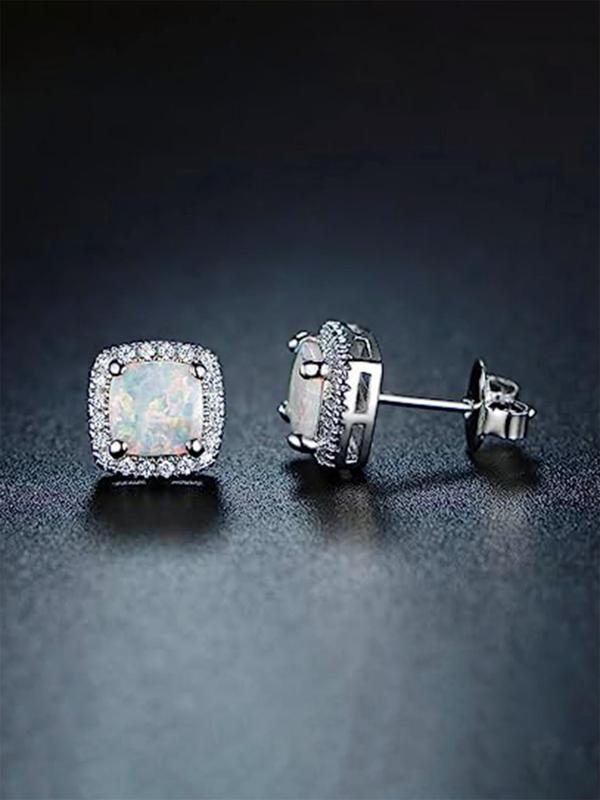Elegant Artificial Zircon Decorated Stud Earrings, 2pcs/set Cute Fashion Rhinestone Decor Stud Earrings for Women, Anniversary Birthday Jewelry Gift 6