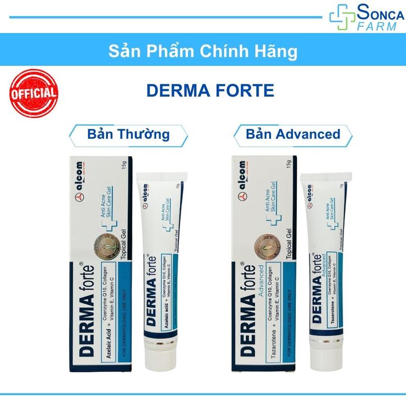 Gel Giảm Mụn Gamma Derma Forte Tube 15g Bản Thường, Bản Advanced Chăm Sóc Da Mụn