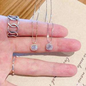 สร้อยคอจี้, ทองแดงสีขาวชุบด้วยไฟฟ้าแพลตตินั่ม, ลูกบาศก์น้ำตาลขนาดเล็กแปดหัวใจและแปดลูกศร, สำหรับผู้หญิง, โซ่หรูหราคุ้มค่า, โซ่คอความรู้สึกระดับไฮเอนด์