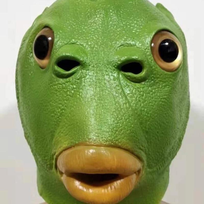 Bùng nổ màu xanh lá cây người trùm đầu mặt nạ Halloween động vật keo men nàng tiên cá, cá lạ
