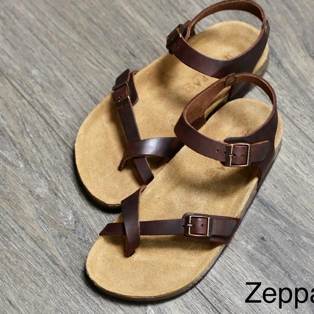 ZEPPA chính hãng - Da bò thật 100% - Sandal xỏ ngón chéo màu nâu MS: SN2 (Size: 35-43) - Sandal đế trấu da bò UNISEX 2