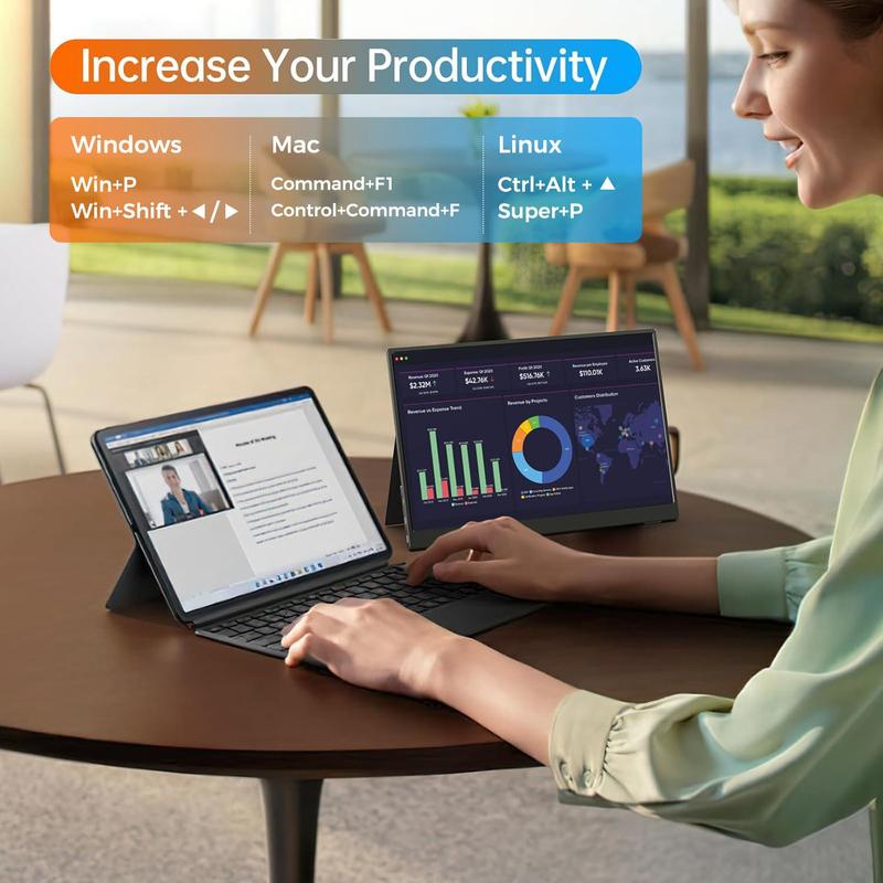 Portable Monitor, FHD 1080P Portable Laptop Monitor with Mini HDMI Port & Type-C Interface, Suitable for Expanding Display & Screen Mirroring 5