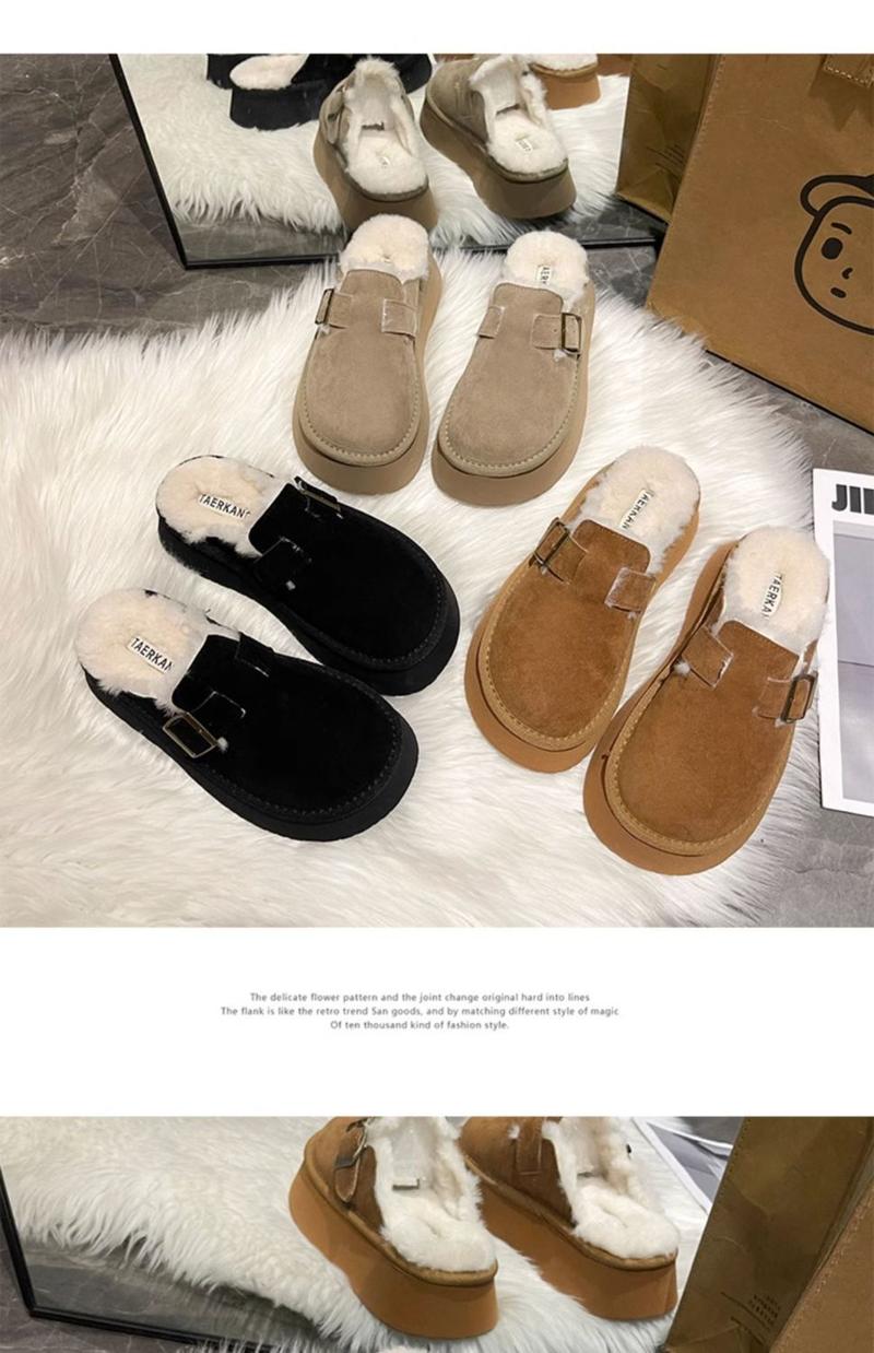 Product Introduction of Dép Lê Bên Ngoài Nữ, Furry, Tăng Chiều Cao, Boken Mới, Bít Mũi, Lót Lông Cừu Lười, Ấm Áp, Đế Lười, 20242024 15