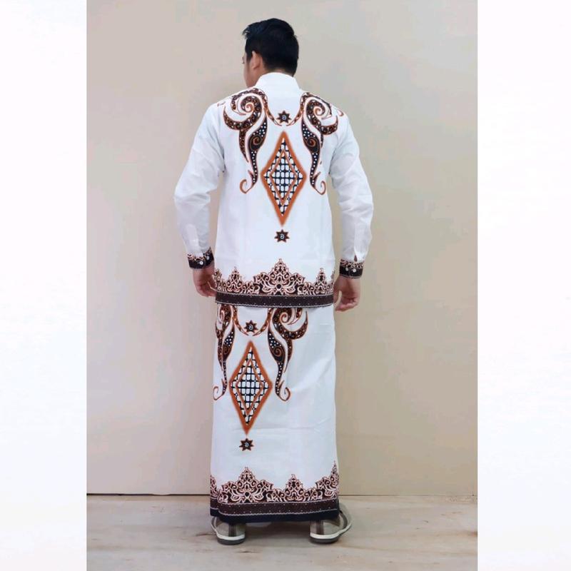 Baju kemeja koko setelan sarung batik solo full furing motif PERMATA PUTIH 7