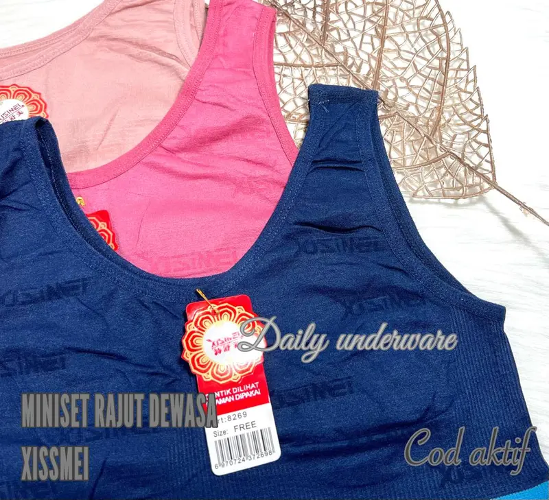 ISI 6 , miniset wanita dewasa merk xissmei, bahan rajut, melarnya banyak Bh Katun Bra Tipis Busa Renda 6