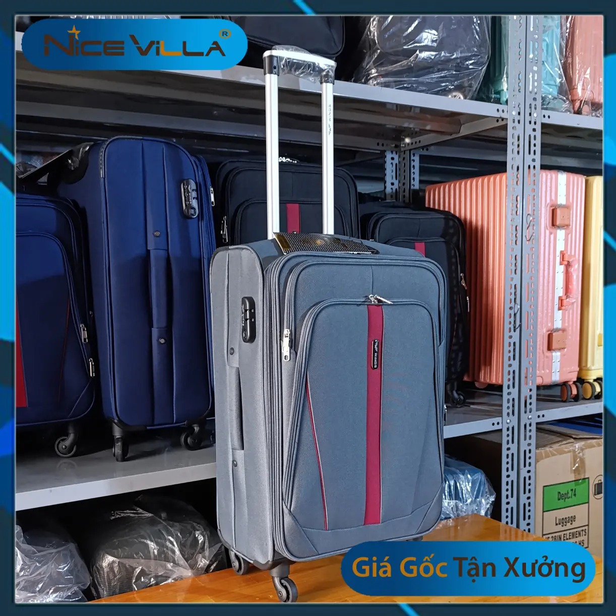 Vali Vải polyester Khóa Kéo Mở Rộng Size 20 Inch & 24inch & 28 Inch 4 bánh xe quay 360 độ Trọng lượng nhẹ Nhung Nam