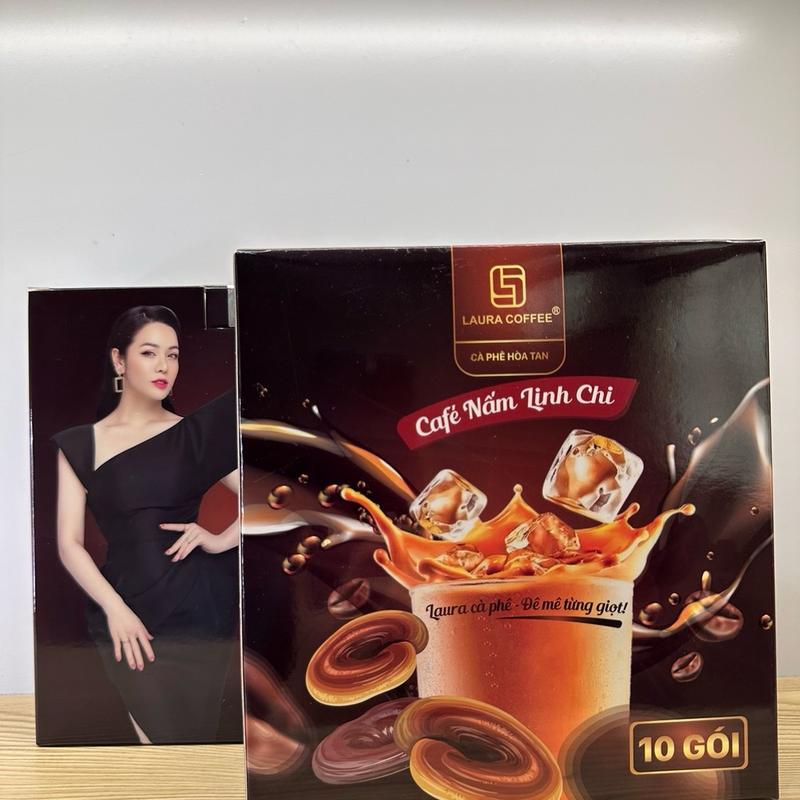 2 HỘP CAFE NẤM LINH CHI CAFE LAURA NHẬT KIM ANH 1 hộp 10 gói x 18g Coffee Cà Phê