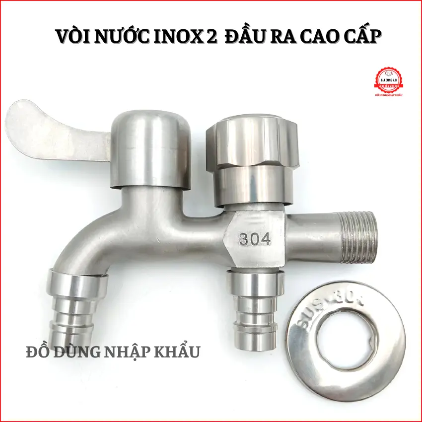 Đầu vòi inox 304 đầu vòi 2 đầu ra tiện lợi