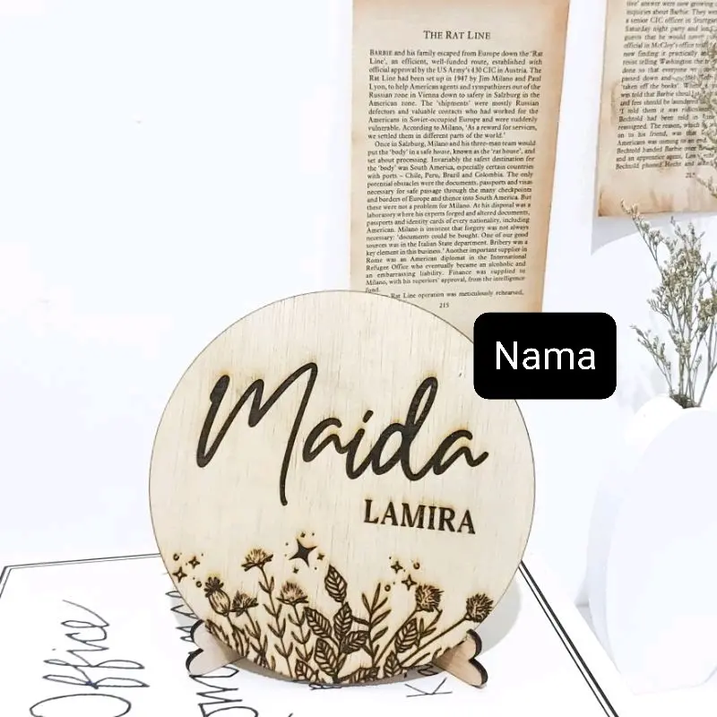 CUSTOM PAPAN NAMA BAYI /PAJANGAN KAYU DEKORASI HADIAH MAHAR UCAPAN ULANG TAHUN ANNIVERSARY WEDDING PERNIKAHAN WISUDA SOVENIR STAND TATAKAN MULTIPLEX MULTIPLEK PLYWOOD 6