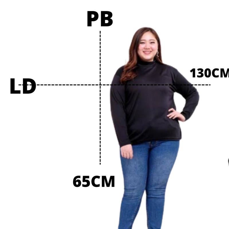 Product Introduction of Manset baju Jumbo Lengan Panjang Kerah Turtleneck Dalaman Melar Nyaman Spandex Wanita Lembut Atasan Kaos Polos 0