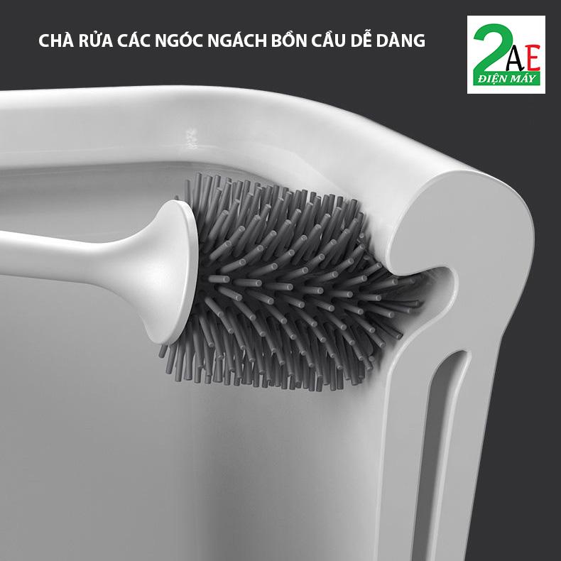 Cọ bồn cầu cao cấp kèm ống cắm Toilet Cao Su nhựa bền chổi tròn 1