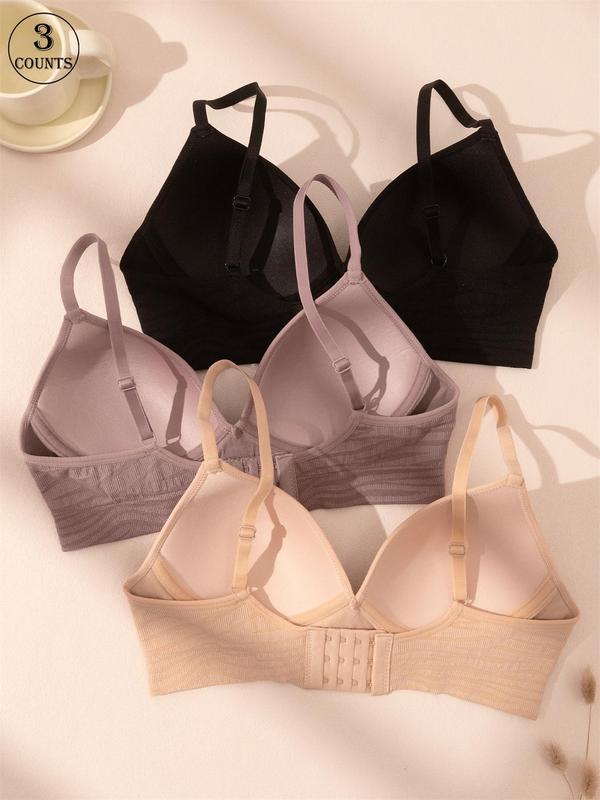 Women's Striped Pattern Wireless Bra, Comfortable Breathable Bra, Softness Lightweight Lingerie for All Seasons 7