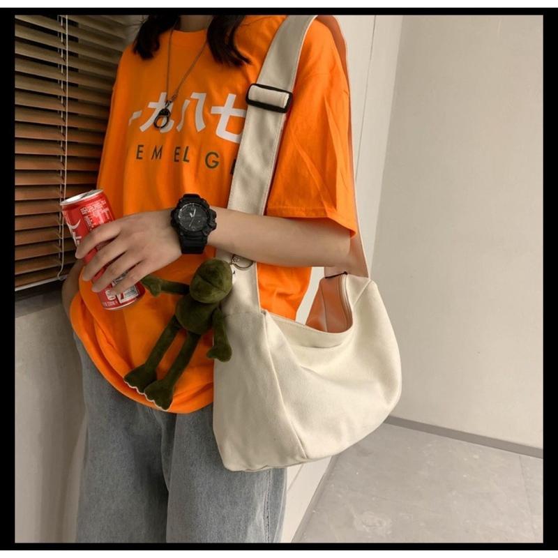TÚI TOTE ĐEO CHÉO THỜI TRANG VẢI CANVAS PHONG CÁCH ULZZANG ĐỂ SÁCH A4 - TÚI ĐEO CHÉO TÚI TOTE KHUYẾT BẢNG TO