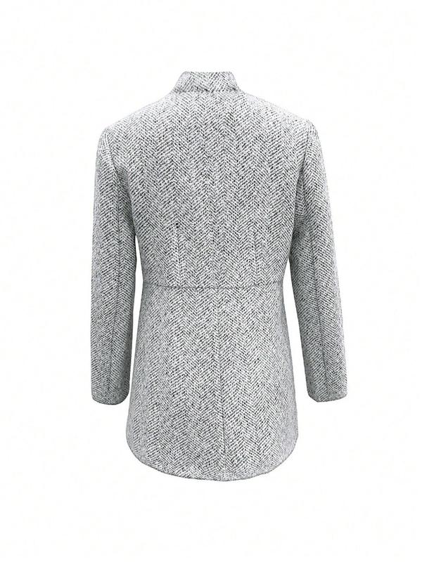 Women's Solid Color Pocket Long Sleeve Open Front Coat, Casual Longline Outerwear for Fall & Winter, Ladies Clothes for Daily Wear 3