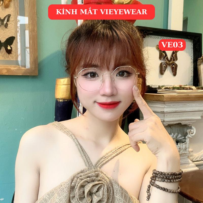 Gọng kính cận VE03 VIEYEWEAR thời trang kiểu dáng lục giác nhiều màu chất liệu kim loại 7