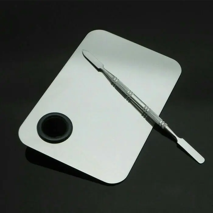 mixing palet stainless steel + spatula