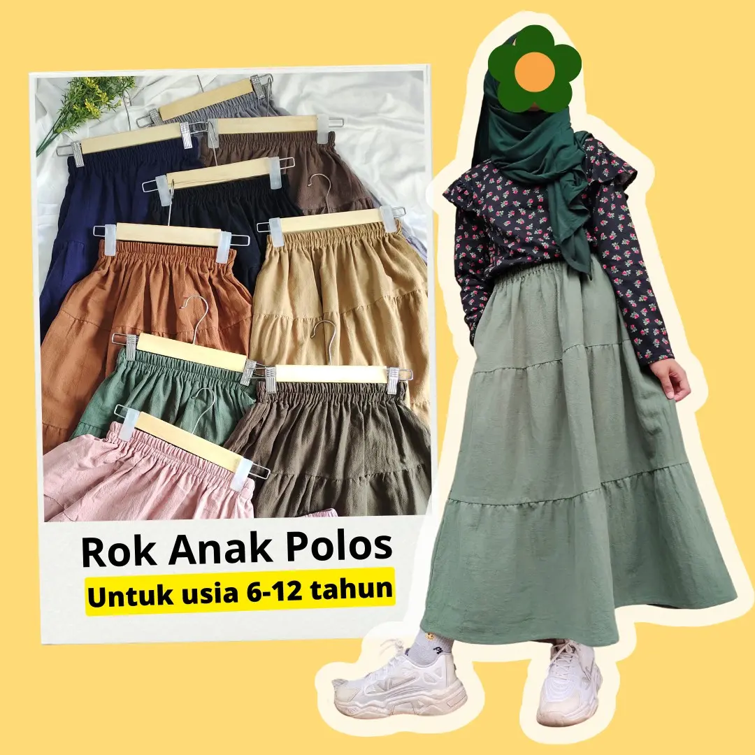 Rok Anak Polos Rok Anak panjang 6-12 tahun Perempuan