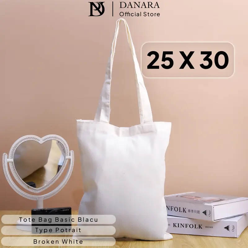 DANARA Tote Bag Basic Blacu Polos Type Potrait 25X30 - Broken White 0