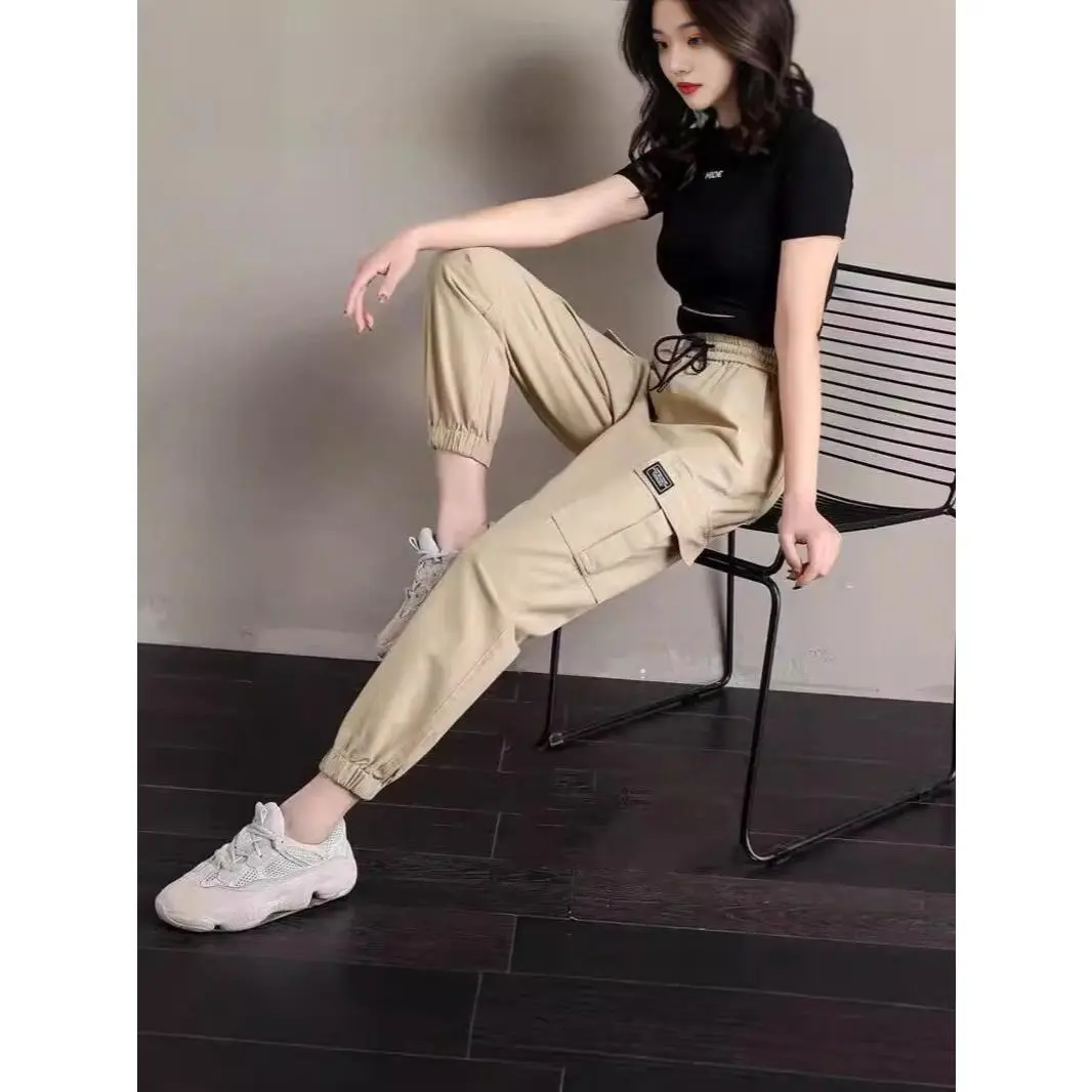 Summer Thin Pants for Women, Student Style, Plus Size, Loose Fit, Versatile, Slimming, Korean Fashion, High Waist, Jogger Cargo Pants