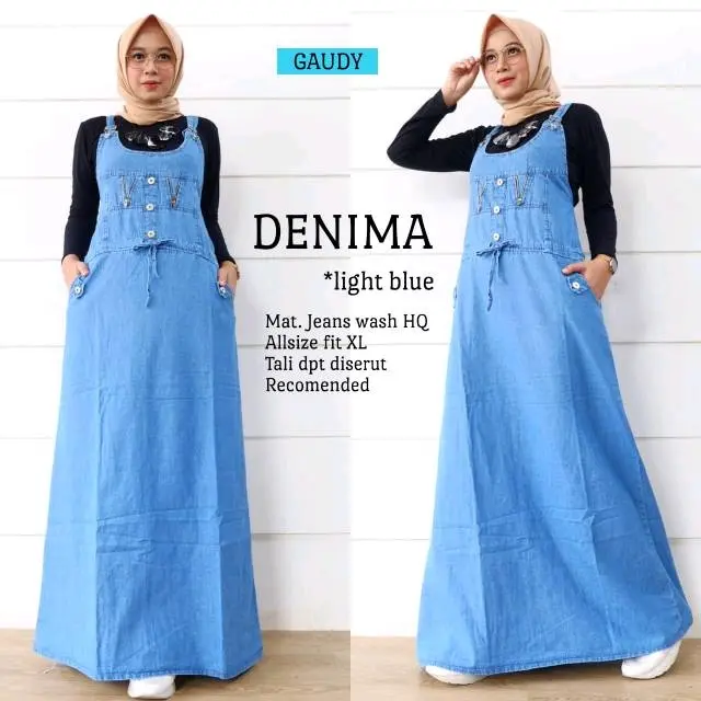 Overall Rok Jeans Denima Jumbo Dress Wanita 2