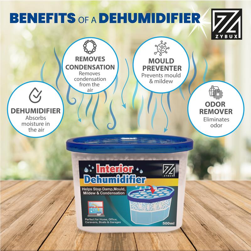 5/10/15/20 Interior Dehumidifier 500ml - for Effective Reduction of Condensation, Mildew and Damp from cupboards, wardrobes, caravans, Boats and Vehicles | Gifts for Christmas 1