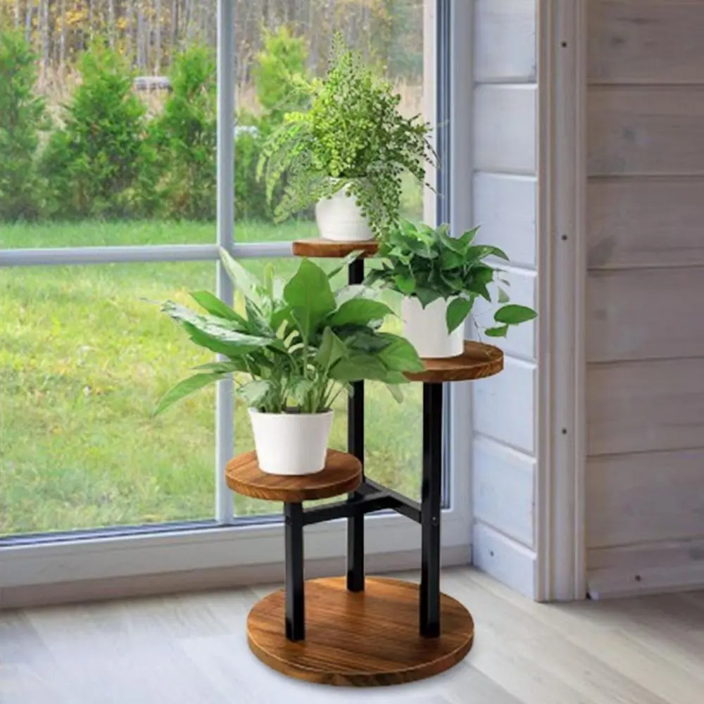 3 Tiers Corner Plant Stand Floor Standing Rack for Cafe Office Drawing Room