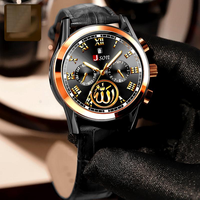 Product Introduction of Jam Tangan Pria JSON Tali Kulit Terbaru 2023 Tahan Air Anti Baret kuat Motif Arab BISA COD 6