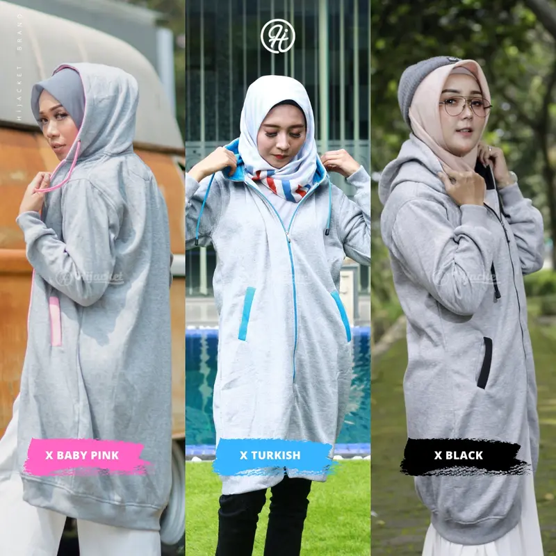 Hijacket Basic Grey Jaket Simpel Wanita Muslimah Terbaru 1