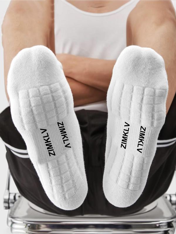 Men's Letter Print Ankle Socks, Casual Comfortable Breathable Low Cut Socks for Daily Wear, Multipack Knit Socks for Summer 3