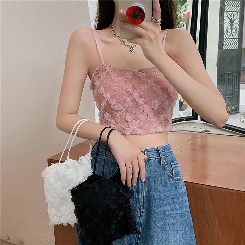 Áo Bra Nữ 2 Dây Hoa Hồng Mút Mỏng, Chất Ren Mềm Mịn HLBOUTIQUE 3653 Women Top Voi 2