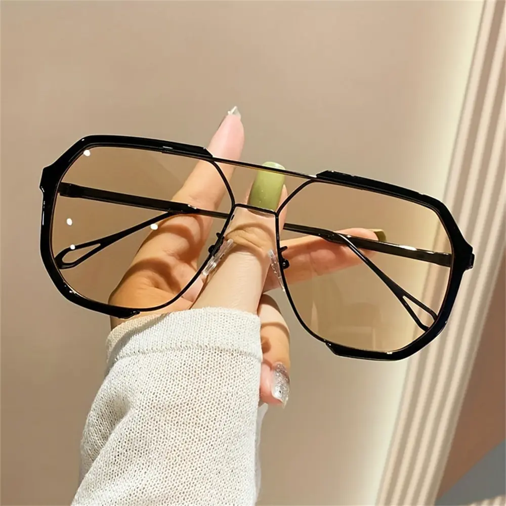 New Square Frame Sun Glasses UV Protection Retro Jelly Ocean Piece Double Beam Rice Nail Aviator Sunglasses For Women And Men