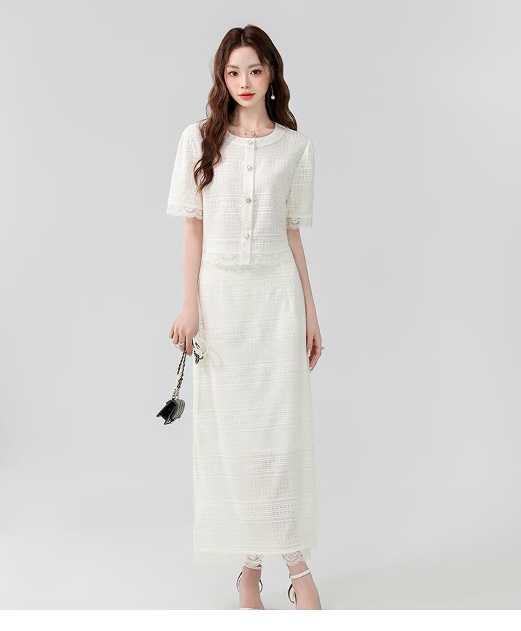 Product Introduction of Exclusive New High-End Dress 2025 Summer New Elegant Small Fragrance Style Heavy Lace Cover-Up Slimming Long Set Dress Luxury Women's Fashion 19