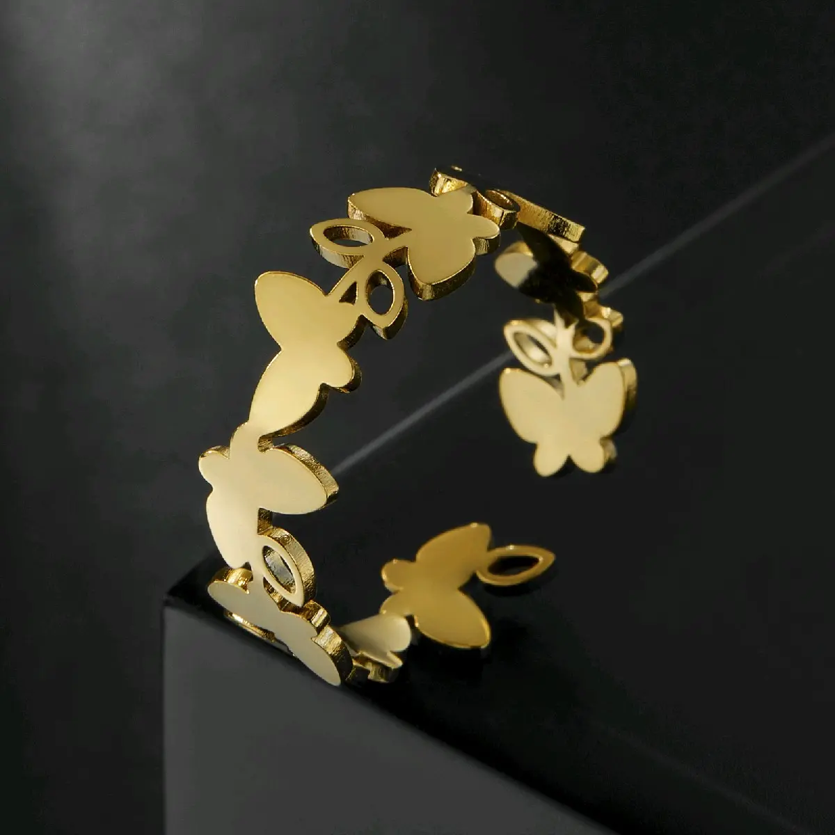 [COD] Cincin titanium kupu ukir anti karat & anti hitam