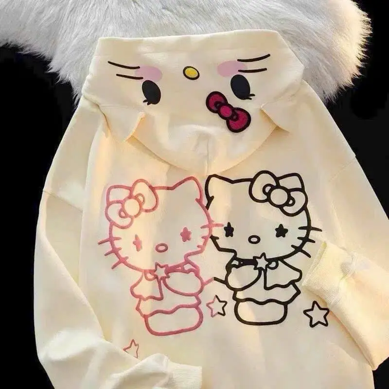Áo Hoodie Nam Nữ Mèo Kitty Phối Khóa Kéo Tiện Lợi - Top, Women