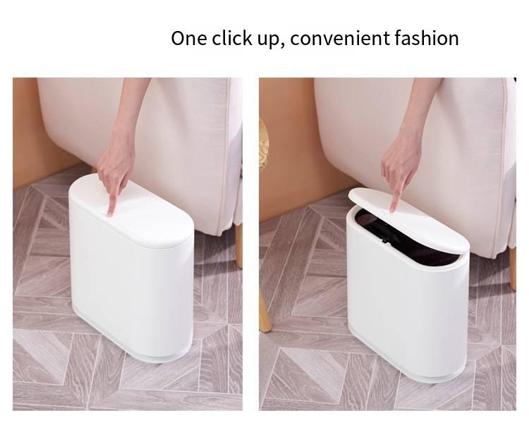 Product Introduction of Waste Bins Trash Can Press Type Double Plastic Living Room Slot Sanitary Bucket Bathroom Clutter Bucket Storage 5