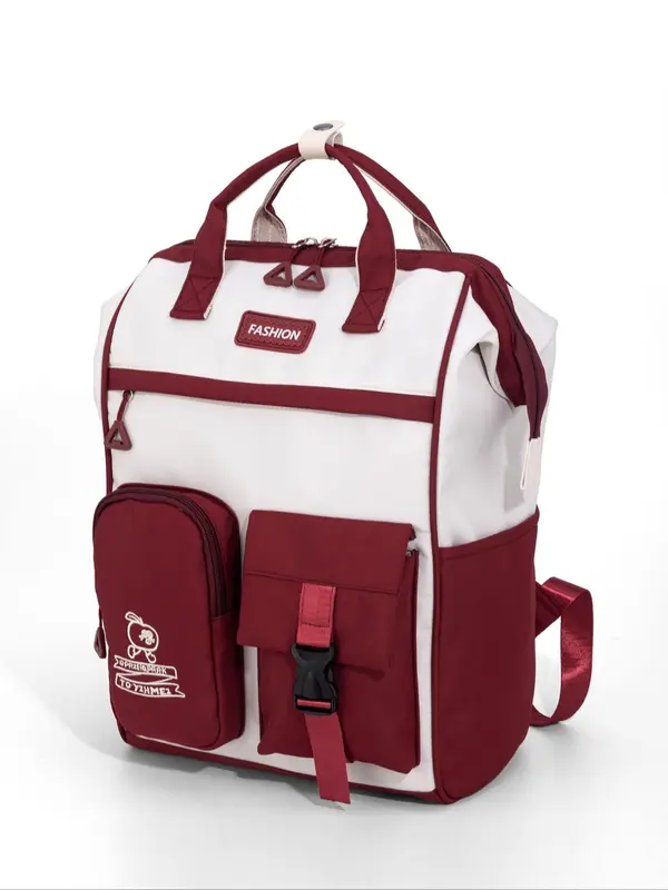 Colorblock Large Capacity Backpack, Casual Zipper Backpack for Women & Men, Trendy Versatile High-quality Daily Commuting Bag 2