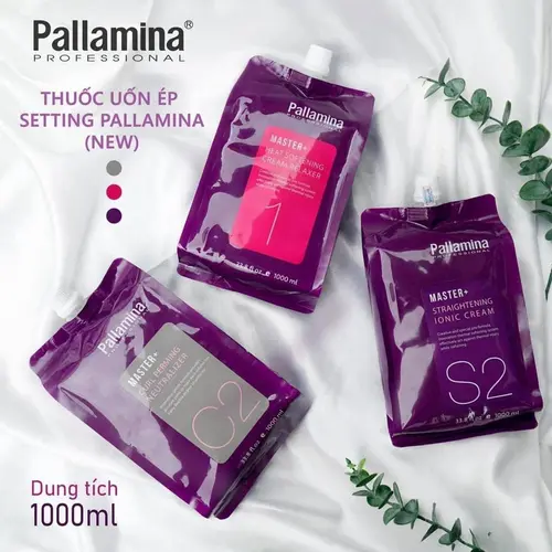 Cặp Thuốc Uốn, Ép Mùi Thơm Pallamina X2 Collagen keratin Giúp Tóc Nữ Women Siêu dưỡng, sóng căng mẩy, không bông xù 1000ml