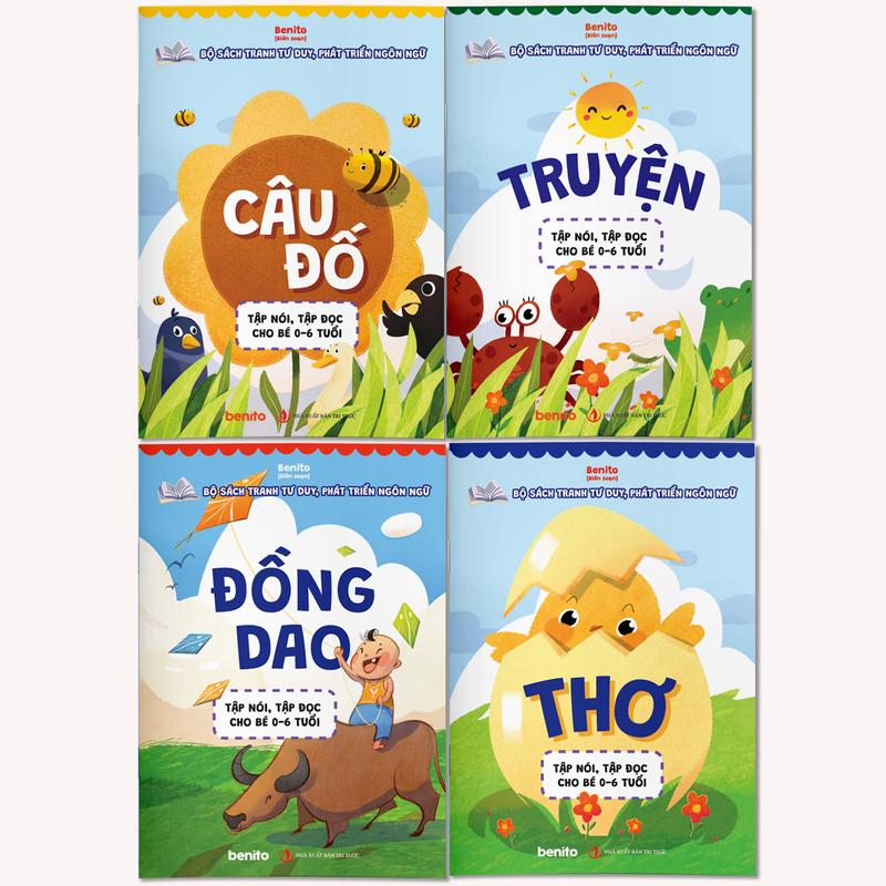 Sách - Bộ 4 Quyển - Đồng Dao, Thơ, Câu Đố, Truyện Tập Nói, Tập Đọc Cho Bé 0-6 Tuổi