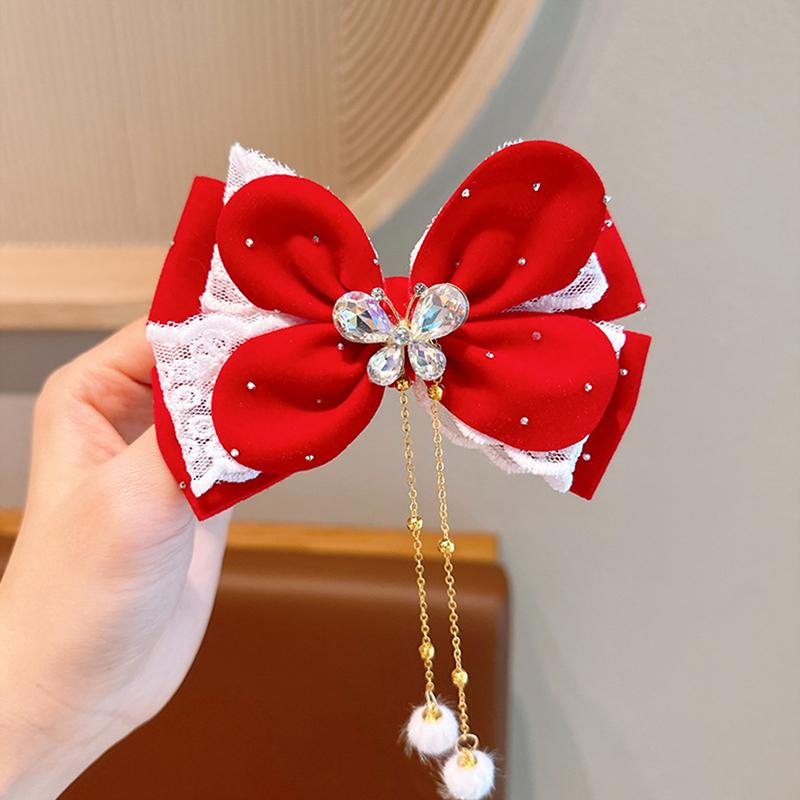 Product Introduction of New Year Red Ribbon Bow Hair Clips For Women Girls Vintage Hairpin Exquisite Headwear Chinese Style Hair Accessories Gifts 18