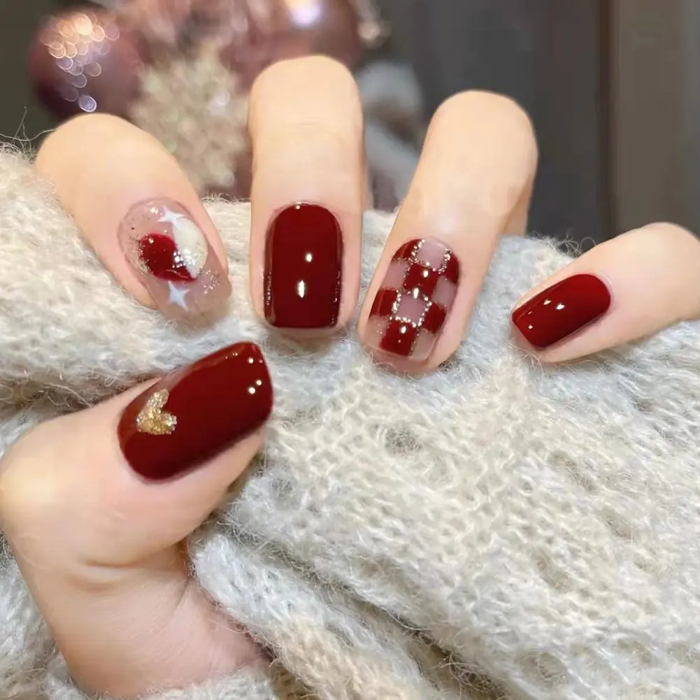 Fashion Nail Art Ready-made Nail Stickers With Jelly Glue Makeup Tools False Nails Wearable Nails Beginner Kit