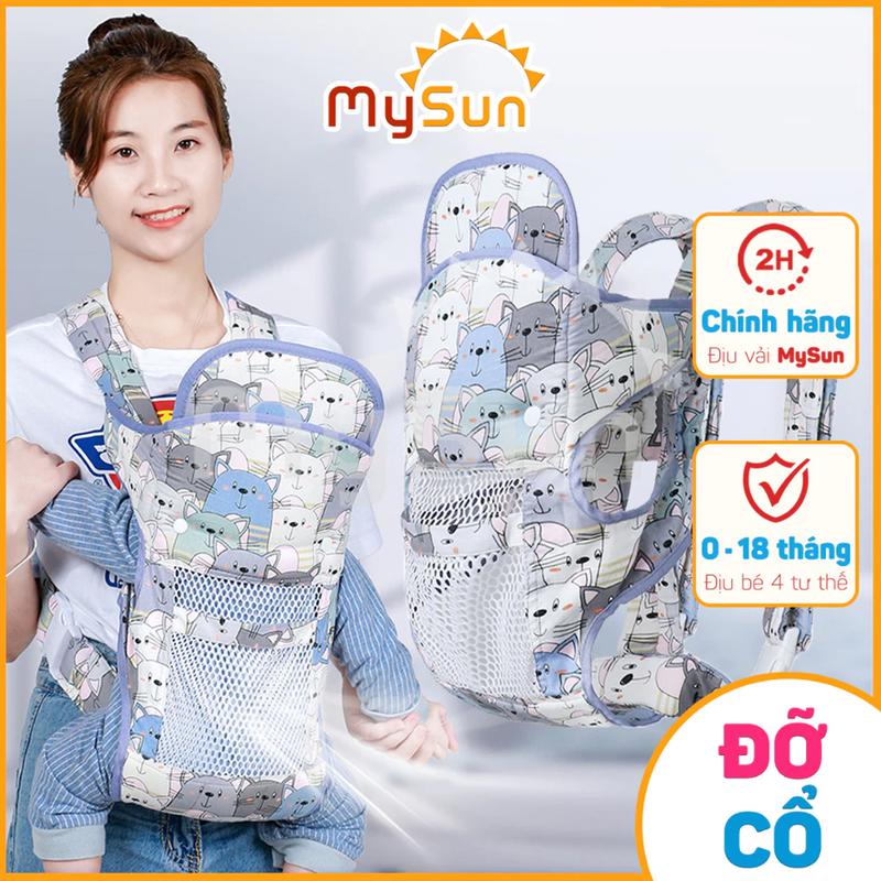 Đai địu vải cho em bé sơ sinh, trẻ em 36 tháng tuổi | Địu 4 Tư thế có đỡ cổ, An toàn ngồi xe máy - MYSUN choàng  địu