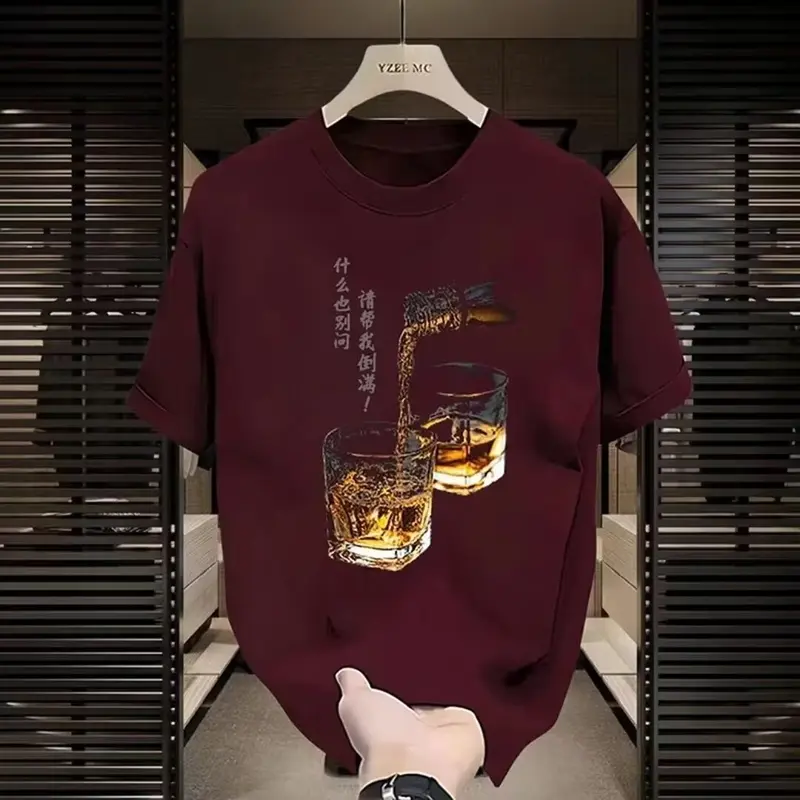Korean Style Casual Boys Niche round Neck Short Sleeve Bottoming Shirt New FashioninsLoose Half SleeveTShirt Versatile Simple Men's Cartoon Printed Tops Crew-neck fashion unisex T-shirt Menswear Top 0