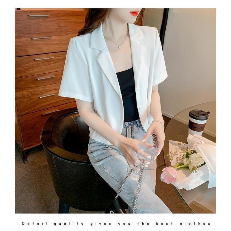 Product Introduction of Áo Khoác Blazer Trắng, Thời Trang, Ngoại Cỡ, Cho Nữ, Cổ Áo Phù Hợp, ngắn Tay, Áo Khoác Ngắn Nữ, Dáng Rộng Và Mỏng, Hàng Mới Về, Thích Hợp Cho Nữ Công Sở Chuyên Nghiệp, Bộ Đồ Màu Đen, Bộ Đồ Blazer Top Women Jacket 13