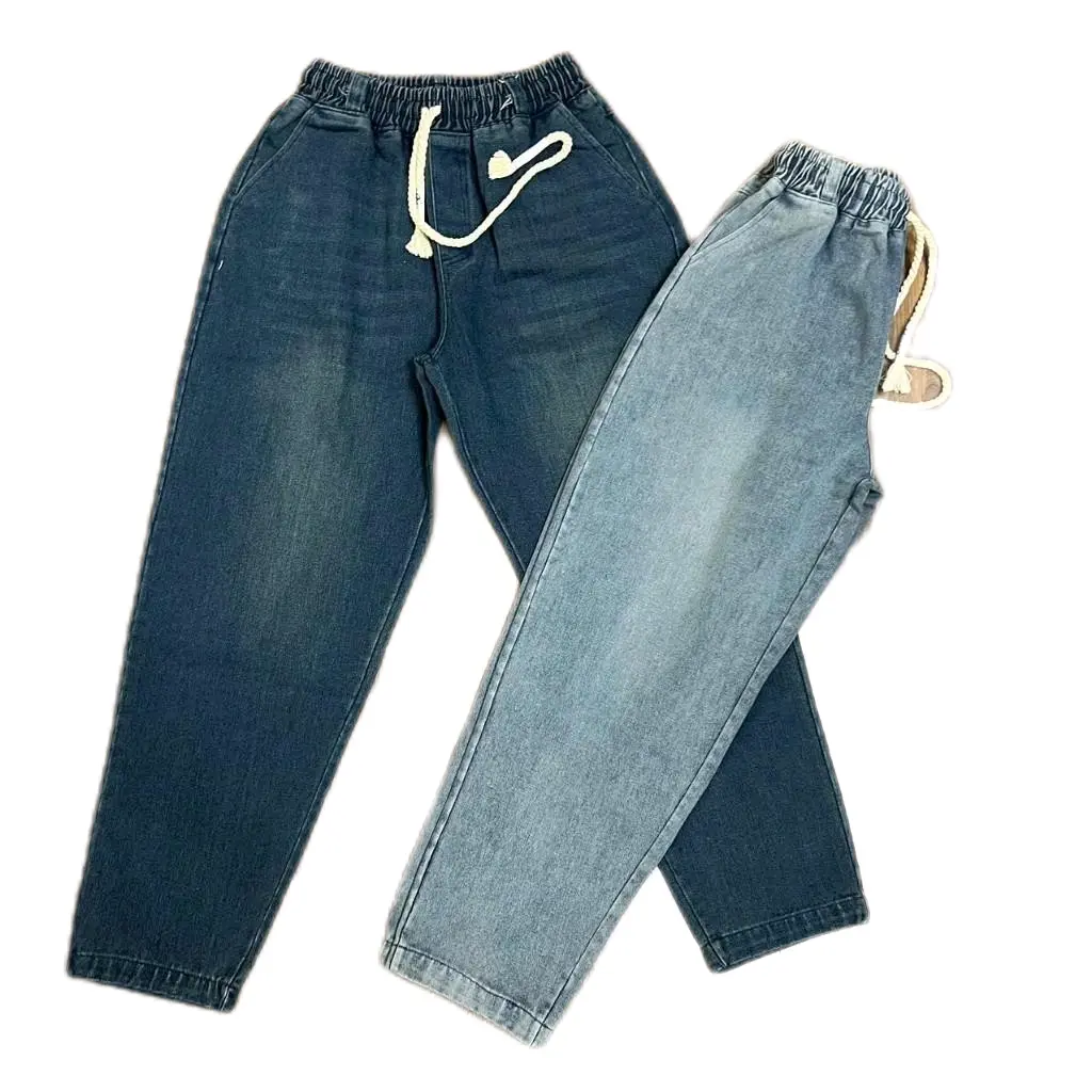 Quần Jean Nữ thổ dân baggy dáng thụng lưng cao cạp chun có giây rút Women  Pants