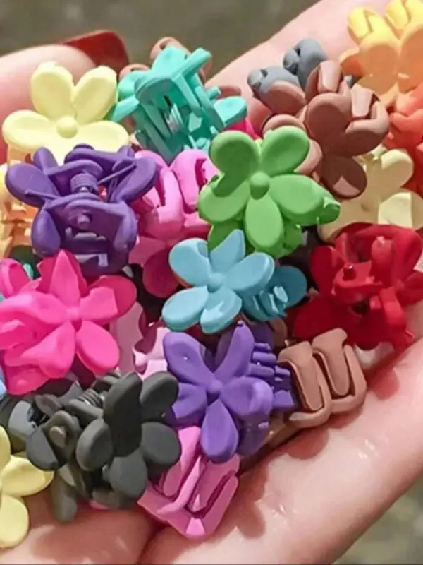 Random Style Colorful Flower & Star Design Hair Clips Claw, 2024 New Style Cute Hair Accessories for Women & Girls, Minimalist Headwear Suitable for Thick Hair Hairstyles Ideas 2